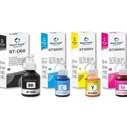 print page BT-D60BK & 5000 Premium Refill Ink Compatible for Printers T220, T420, T520, T820, T920, T510, T910, T710, T4000W, T4500W, T300W, T800W, T700, T810 (BT-D60BK/BT5000-4 Color Combo) image 1