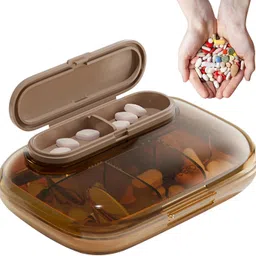 infinibyte Portable Small 6 Day Pill Case-Three Meals a Day, Mini Portable Seal, Moisture-Proof Medicine, Drug Box, Portable Travel Pill Dispenser, Stylish Medications & Supplements Organizer(6 Grid) (COFFEE(6GRID)) image 1