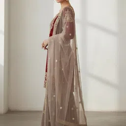 CARTYSHOP Women Ethnic Motifs Embroidered Panelled Kurta with Sharara & With Dupatta image 5