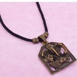 missmister Gold plated Antique finish Ganpati Ganesh temple design chain pendant-picture-12