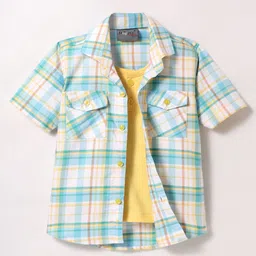 Dapper Dudes Full Sleeves Checked Shirt With Attached Tee - Green-picture-23