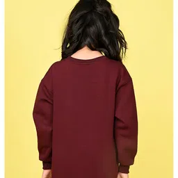 NUSYL Full Sleeves Little Mermaid Text Printed Sweatshirt - Burgundy Maroon image 3