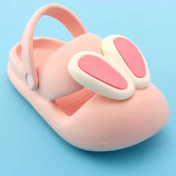 Oh! Pair Slip On Clogs with Appliques & Back Strap Closure - Pink image 3