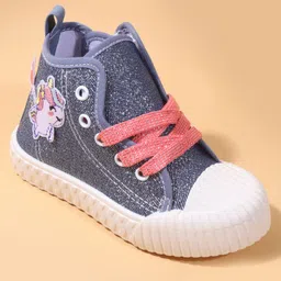Cute Walk by Babyhug Casual Shoes With Zip Closure Shoes & Unicorn Badge - Blue image 3