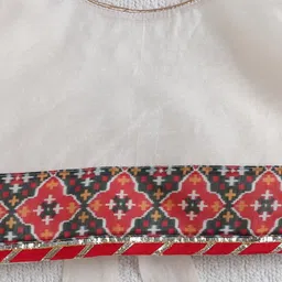 The Magic Wand Woven Three Fourth Sleeeves Motif Printed Lehenga Choli Set With Dupatta - White image 4