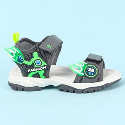 Cute Walk by Babyhug Velcro Closure Sandals with Basketball Design - Grey image 4