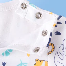 Doodle Poodle 100% Cotton Knit Half Sleeves Jungle Theme Printed Onesie - White image 4