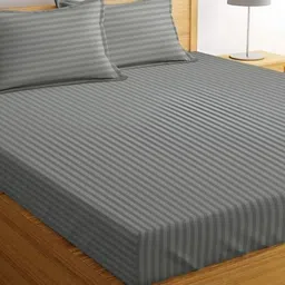 Bajo's Green Striped 300 TC Queen Bedsheet with 2 Pillow Covers-picture-25