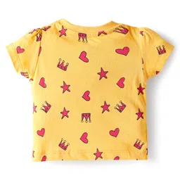 Doodle Poodle 100% Cotton Knit Half Sleeves Tops With Heart & Miss Adorable Text Print Pack of 3 - Pink Navy Blue & Yellow image 5