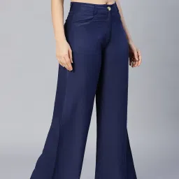 Oxolloxo Blue Cotton Regular Fit Mid Rise Pants image 4