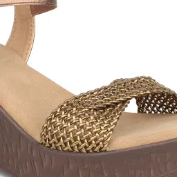 Inc.5 Women's Antique Gold Ankle Strap Wedges image 4