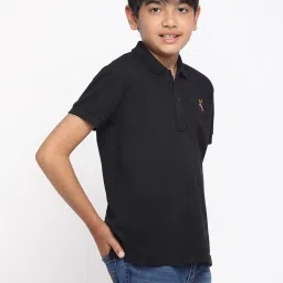 Lil Tomatoes Kids Black Solid Polo T-Shirt image 4
