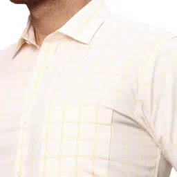Park Avenue Yellow & White Slim Fit Check Shirt image 4