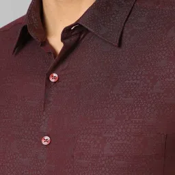 Louis Philippe Brown Cotton Slim Fit Printed Shirt image 4