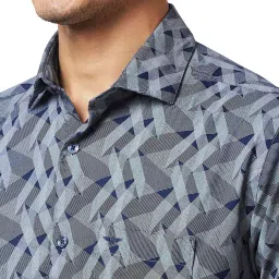 Park Avenue Blue Slim Fit Printed Shirt image 4