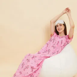 Sweet Dreams Pink Cotton Floral Print Night Gown image 4