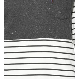 Campus Sutra White & Charcoal Striped Sweatshirt image 4