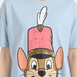 Kazo Blue Cotton Graphic Print T-Shirt image 4