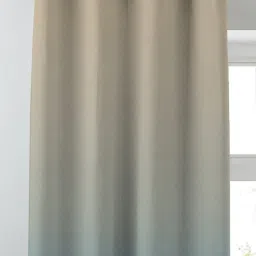 SPACES DRAPE STORY Elegent Blue & Cream Polyester 7 ft Door Curtain - Set of 2 image 4