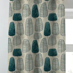 SPACES DRAPE STORY Elegent Grey & Green Polyester 9 ft Long Door Curtain - Set of 2 image 4