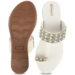 Shoetopia Women's White Toe Ring Sandals image 4