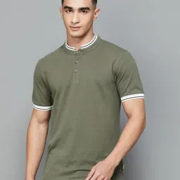 Forca by Lifestyle Olive Regular Fit Henley T-Shirts-image-23