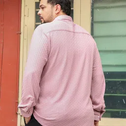 Instafab Plus Men Size Comfort Fit Textured Spread Collar Cotton Casual Shirt image 5