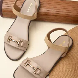 Rocia by Regal Women's Beige Ankle Strap Sandals-image-53