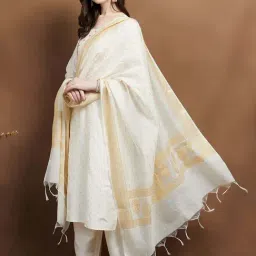 Melange By Lifestyle White Regular Fit Embroidered Dupatta-image-48