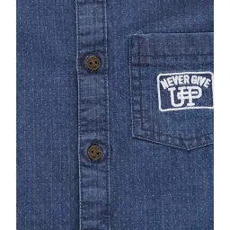 Ed-a-Mamma Kids Indigo Printed Full Sleeves Shirt image 4