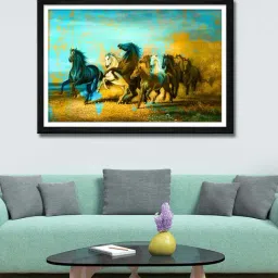 999store Yellow & Green Running Horse Canvas Painting-picture-33