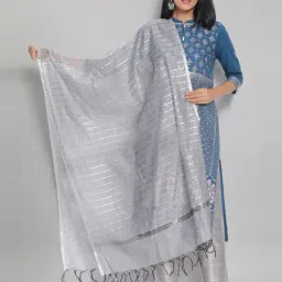Aurelia Grey Striped Dupatta-image-48