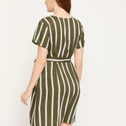 Clovia Green & White Striped Night Dress image 2