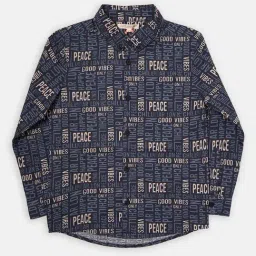 Angel & Rocket Kids Blue & White Cotton Printed Full Sleeves Shirt-picture-17