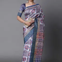 Saree Mall Blue Printed Saree With Blouse-image-67