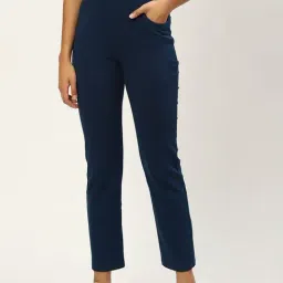 BRINNS Blue Regular Fit Mid Rise Knitted Trousers-image-57