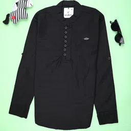 V-Mart Boys Solid Mandarin Collar Cotton Slub Casual Shirt-image-73