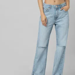 Only Light Blue Cotton Distressed Jeans-image-86