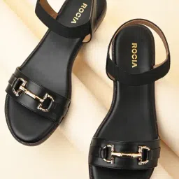 Rocia by Regal Women's Black Ankle Strap Sandals-image-86