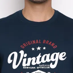 Van Heusen Athleisure Regular Fit Crew Neck Long Sleeve Chest Print Sweatshirt - Deep Sea image 4