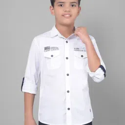 Crimsoune Club Kids White Solid Full Sleeves Shirt-picture-15