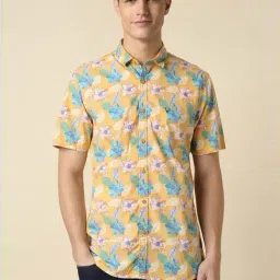 Allen Solly Yellow Cotton Regular Fit Printed Shirt-image-74