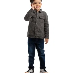 Under Fourteen Only Kids Grey Printed Full Sleeves Jacket image 4