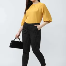 Van Heusen Black Striped Trousers image 4