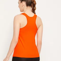 Clovia Orange Cotton Tank Top image 2