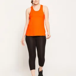 Clovia Orange Cotton Tank Top image 5