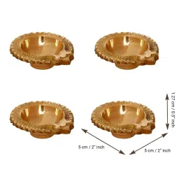 eCraftIndia Gold Brass Handcrafted Decorative Diyas - Set of 2 image 4