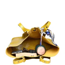 Bagsy Malone Yellow Textured Medium Tote Handbag image 4