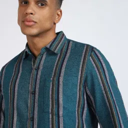 Lee Blue Slim Fit Striped Shirt image 4