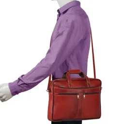 Genwayne Tan Leather Large Messenger Bag image 2